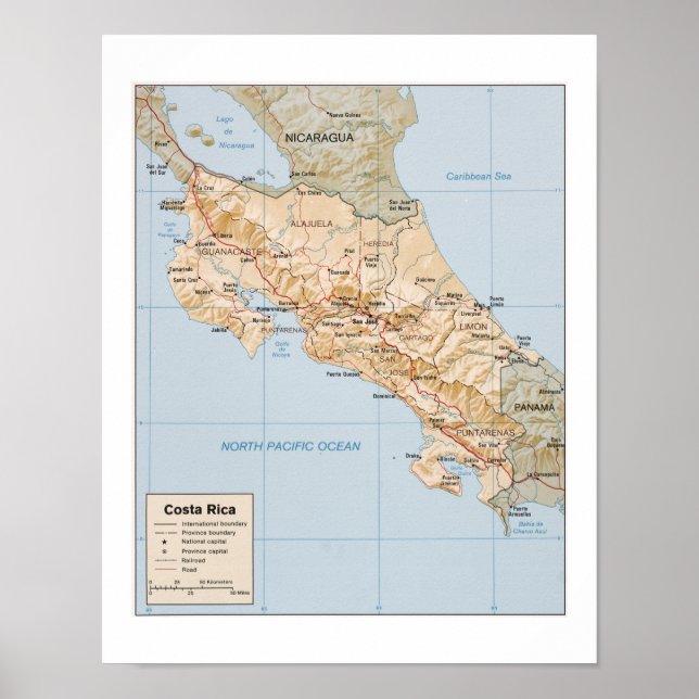 Costa Rica map Poster (Front)