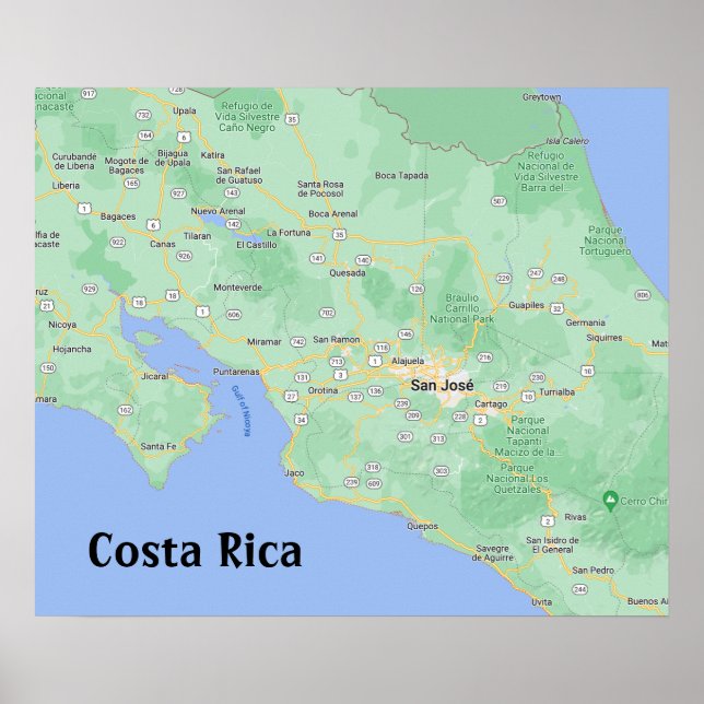 Costa Rica Map Poster Print (Front)
