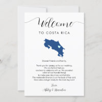 Costa Rica Map Wedding Welcome Letter Itinerary