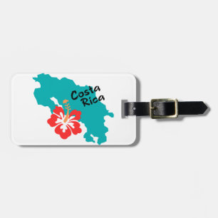 Costa Rica map with hibiscus Luggage Tag