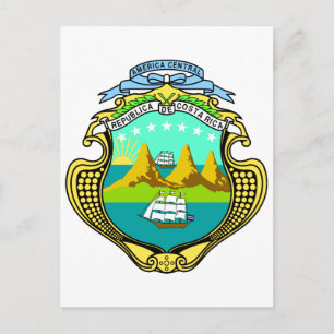 Costa Rica Official Coat Of Arms Heraldry Symbol Postcard