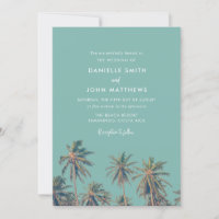Costa Rica Palms Beach Wedding Invitation