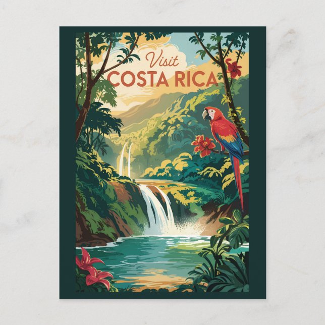 Costa Rica Parrot Illustration Travel Art Vintage Postcard (Front)