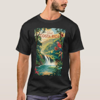 Costa Rica Parrot Illustration Travel Art Vintage
