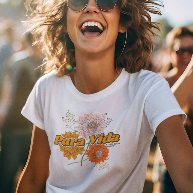 Costa Rica Pura Vida Botanical Flowers T-Shirt (Costa Rica Pura Vida Botanical Flowers T-Shirt)