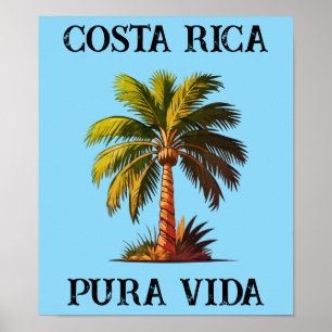 Costa Rica pura vida palm tree poster