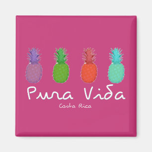 Costa Rica Pura Vida Pineapple Magnet   Pink