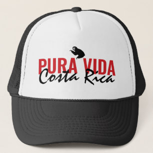 Costa Rica Pura Vida Sloth Men's Black Trucker Hat