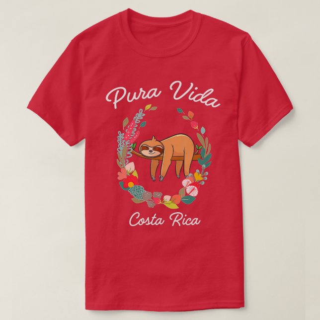 Costa Rica Pura Vida Sloth  T-Shirt (Design Front)