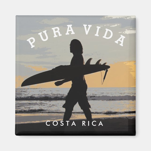 Costa Rica Pura Vida Surfer Souvenir Magnet (Front)