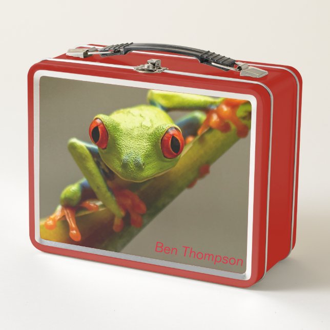 Costa Rica Red-Eyed Tree Frog Personalised Metal Lunch Box (Front)