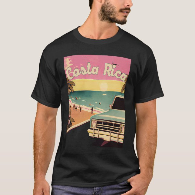 Costa Rica Retro Beach Vacation Graphics Costa Ric T-Shirt (Front)