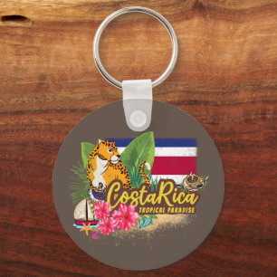 Costa Rica retro big cat vintage flag Souvenir Key Ring