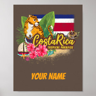 Costa Rica retro big cat vintage flag Souvenir Poster
