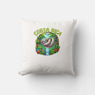 Costa Rica Sloth - Tropical Rainforest Waterfall T Cushion