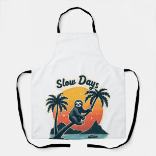 Costa Rica Sloth Vintage Sunset Travel Vector Shir Apron