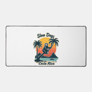Costa Rica Sloth Vintage Sunset Travel Vector Shir Desk Mat