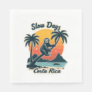 Costa Rica Sloth Vintage Sunset Travel Vector Shir Napkin