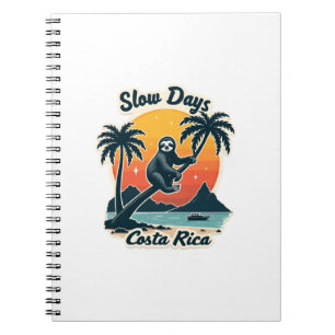 Costa Rica Sloth Vintage Sunset Travel Vector Shir Notebook