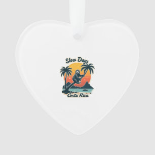 Costa Rica Sloth Vintage Sunset Travel Vector Shir Ornament