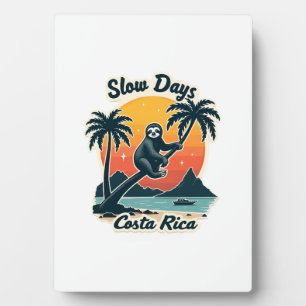 Costa Rica Sloth Vintage Sunset Travel Vector Shir Plaque