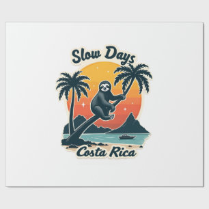 Costa Rica Sloth Vintage Sunset Travel Vector Shir Wrapping Paper