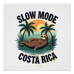 Costa Rica Sloth Vintage Vacation Shirt Poster