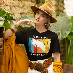 Costa Rica Souvenir Colourful Map T-Shirt