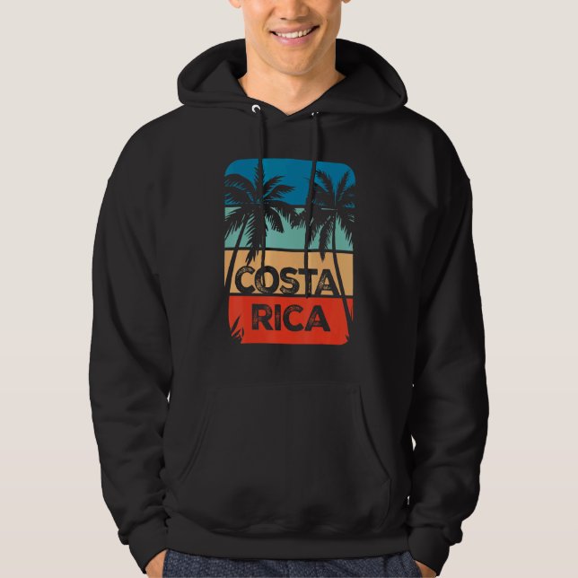 Costa Rica Souvenir Travel Vacation Trip Retro Sun Hoodie (Front)