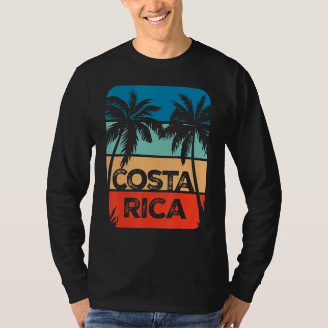 Costa Rica Souvenir Travel Vacation Trip Retro Sun T-Shirt (Front)
