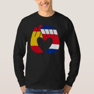 Costa Rica Spain Flag Friendship Brotherhood Hands T-Shirt