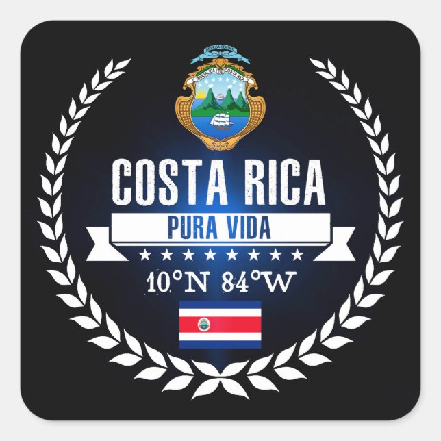 Costa Rica Square Sticker (Front)