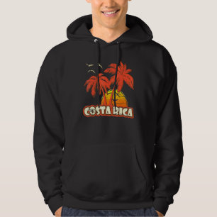 Costa Rica Summer Palm Trees 80s Beach Sunset Hoodie