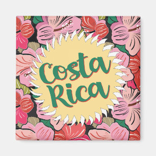 Costa Rica sun with hibiscus Magnet
