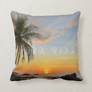 Costa Rica Sunset Beach Pura Vida Throw Pillow