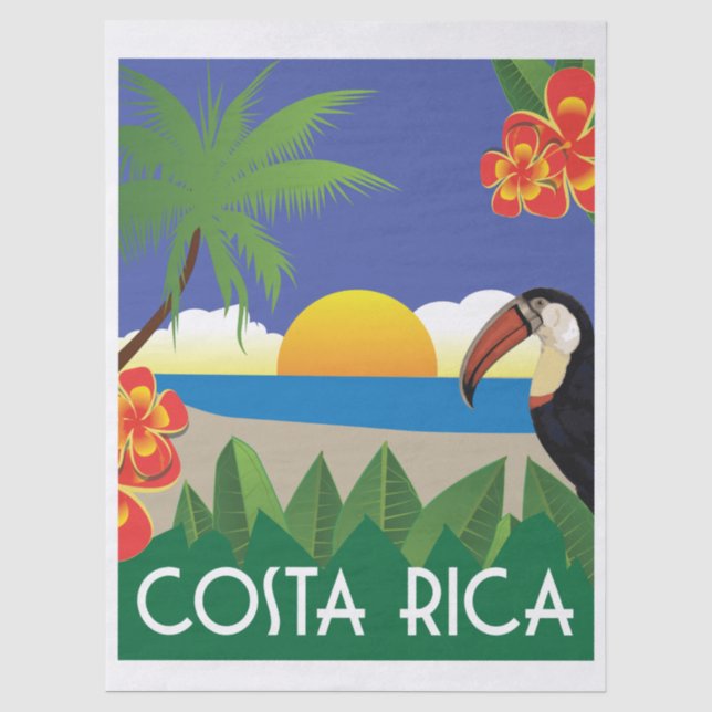 Costa Rica Sunset Illustration Tissue Paper (Front)