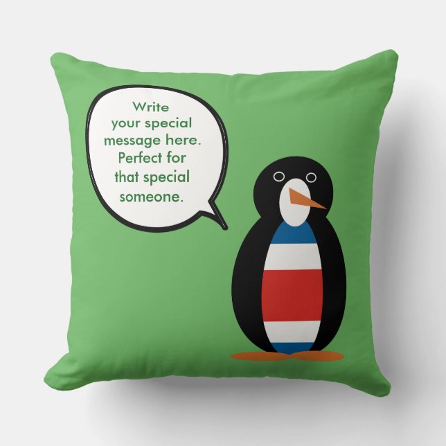 Costa Rica Talking Ms Penguin Personalised  Cushion (Front)