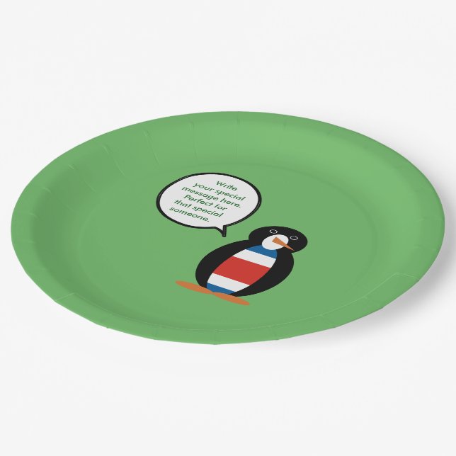 Costa Rica Talking Ms Penguin Personalised  Paper Plate (Angled)