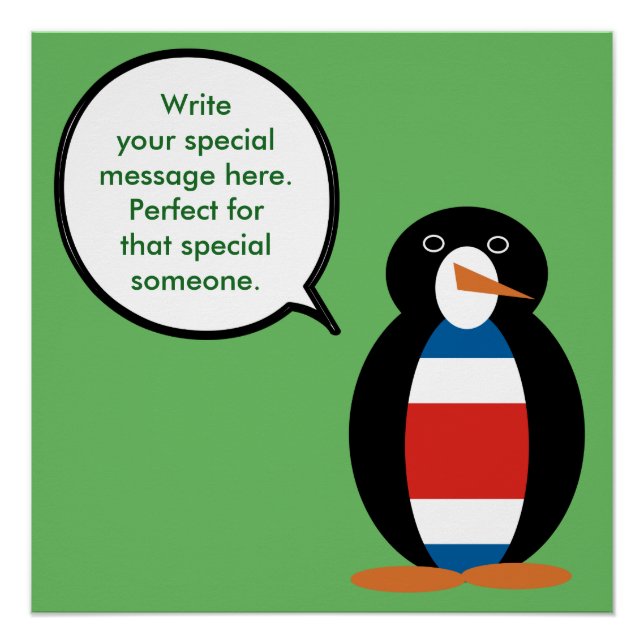 Costa Rica Talking Ms Penguin Personalised  Poster (Front)