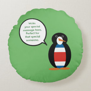 Costa Rica Talking Ms Penguin Personalised Round Cushion