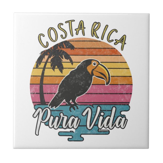 Costa Rica Toucans, Pura Vida  Tile (Front)