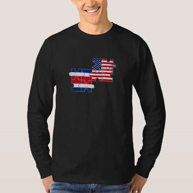 Costa Rica USA Costa Rican American Flag T-Shirt (Front)