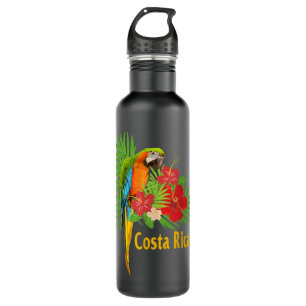 Costa Rica Vacation Parrot Tropical Flowers 710 Ml Water Bottle