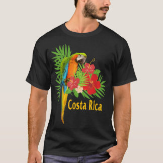 Costa Rica Vacation Parrot Tropical Flowers  T-Shirt