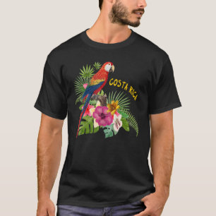 Costa Rica Vacation Parrot Tropical Flowers Women T-Shirt