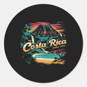 Costa Rica Vintage 70s Retro Throwback Family Vaca Classic Round Sticker