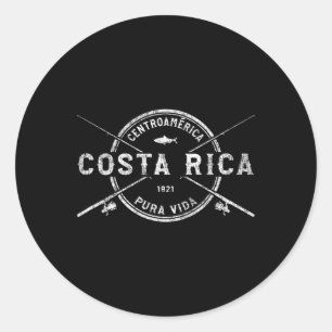 Costa Rica Vintage Crossed Fishing Rods  Classic Round Sticker