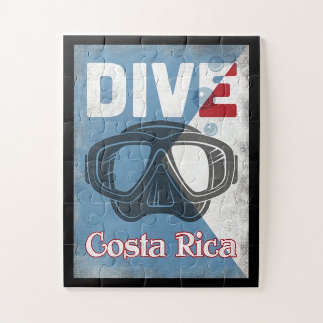 Costa Rica Vintage Scuba Diving Mask Jigsaw Puzzle (Vertical)