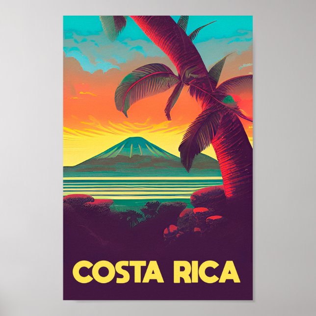 Costa rica vintage travel poster tropical Landscap (Front)