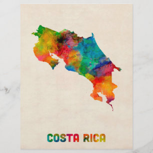 Costa Rica Watercolor Map